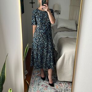 French Connection Dress Womens Size 10 Shea Ferna Verona Crepe‎ Midi Cut Out